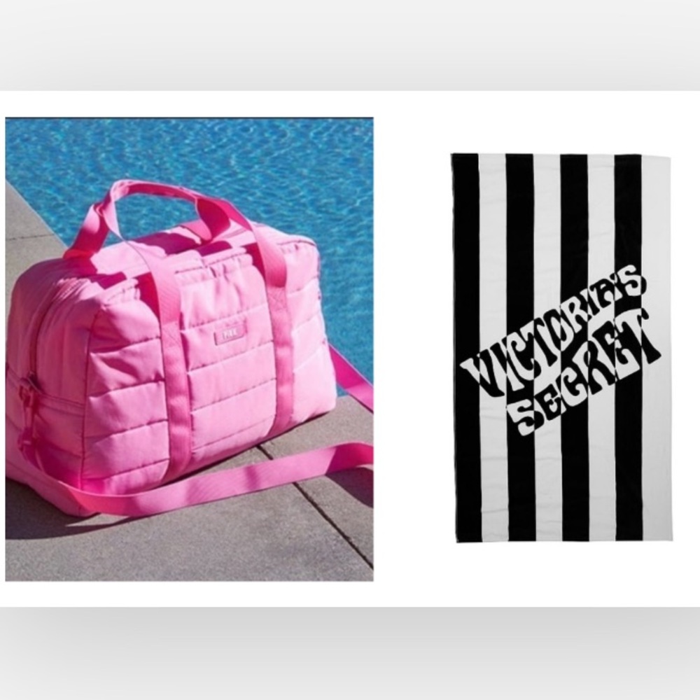 Victoria secret duffel bag and beach towel